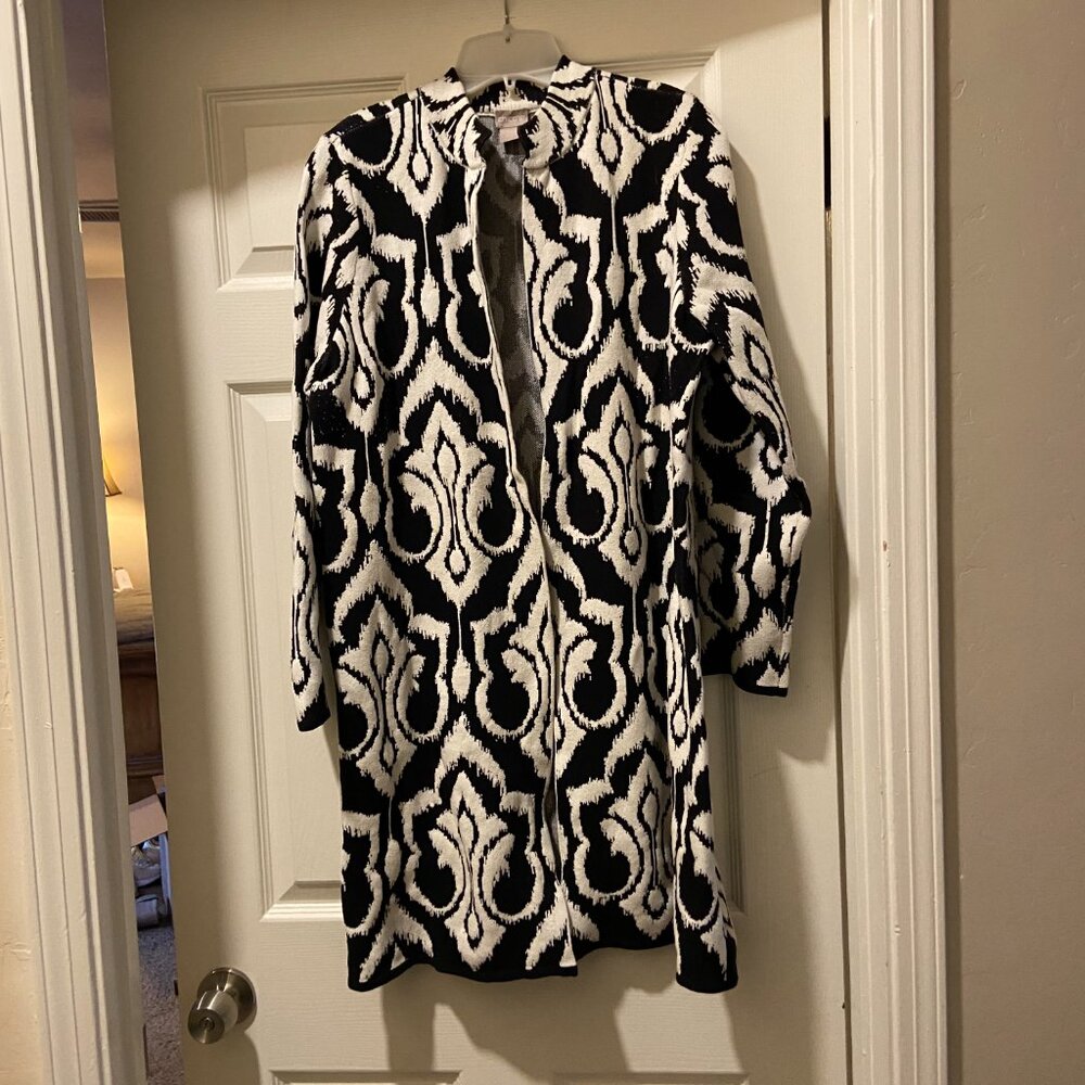 EUC  Chico's Black & White Tunic jacket  Chico's 2 / L / 12/14
